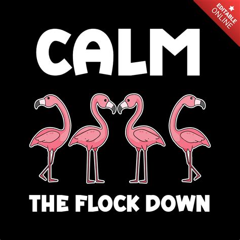 Calm The Flock Down Pink Flamingos T Shirt Design Template Free