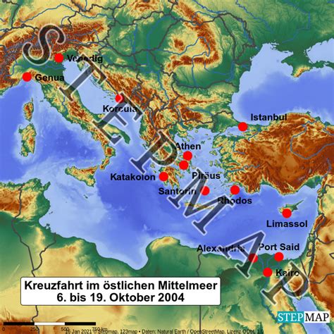 Stepmap Stliches Mittelmeer Landkarte F R Europa