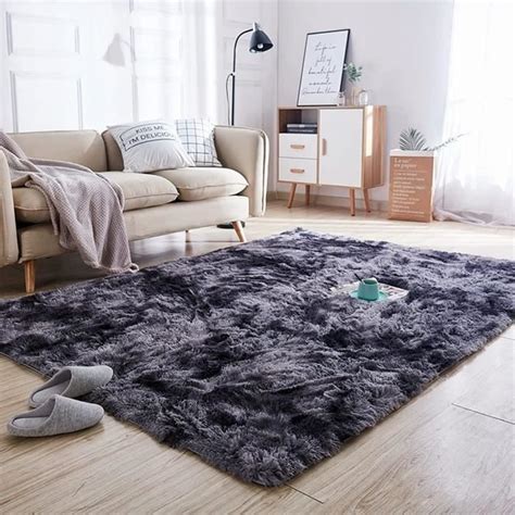 Tapis Salon Shaggy Antidérapant Super Doux Cheveux Longs Tapis Moelleux