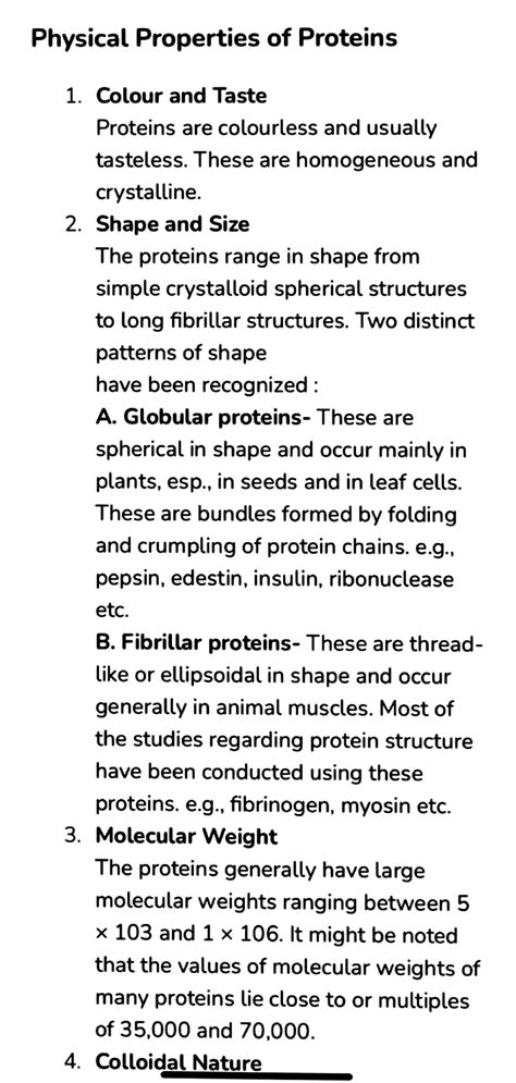 Properties Of Protein With Structure And Importance Physical