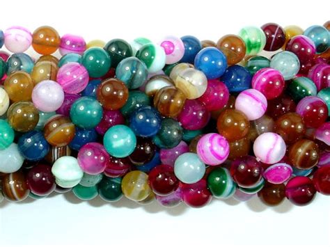 Banded Agate Beads Striped Agate Multi Colored 6mm Round Etsy