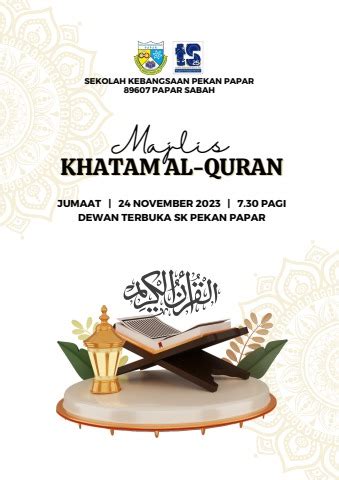 Buku Program Majlis Khatam Al Quran SK Pekan Papar 2023 2024