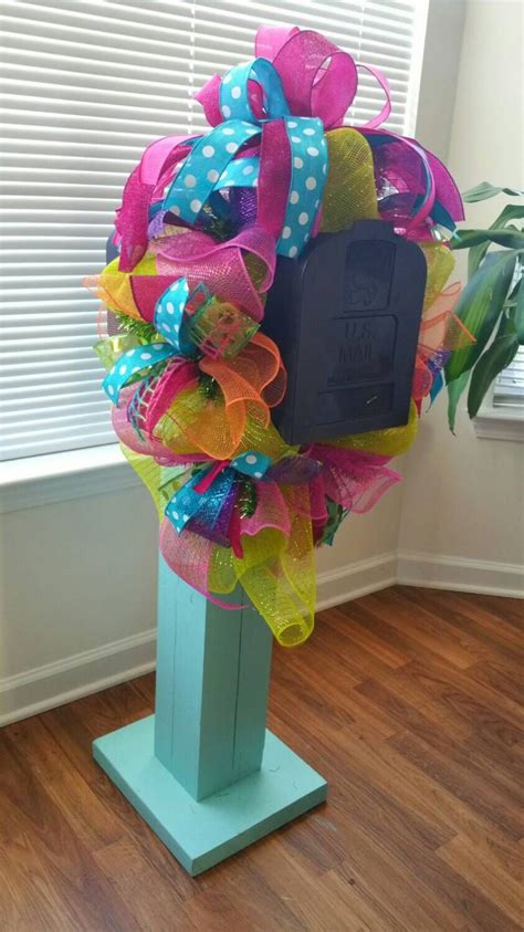 Large Colorful Everyday Deco Mesh Mailbox Wreath Mailbox Swag