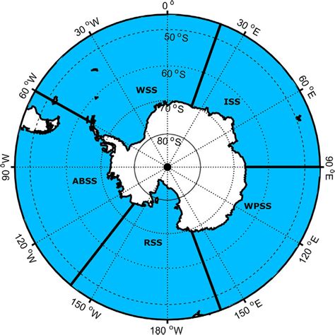 The Antarctica continent and Southern Ocean from 45 • S to the South ...