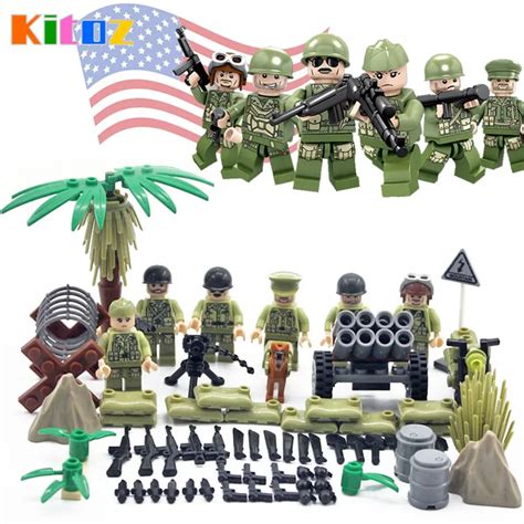 Kitoz World War II Hacksaw Ridge WW2 USA Army Soldiers Figure Sino Japanese Military Building ...