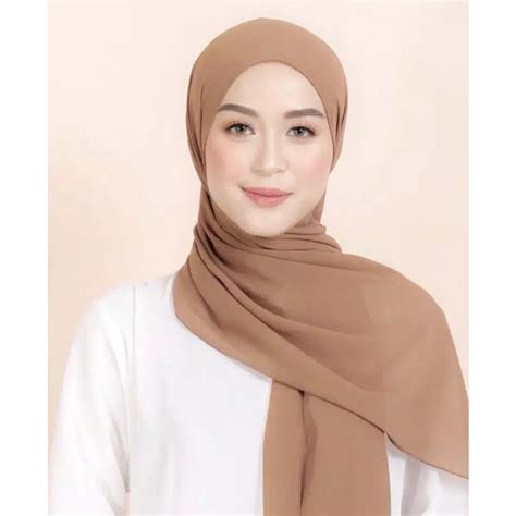 Jual Ready Pashmina Ceruty Baby Doll Jilbab Pashmina Polos Ceruty