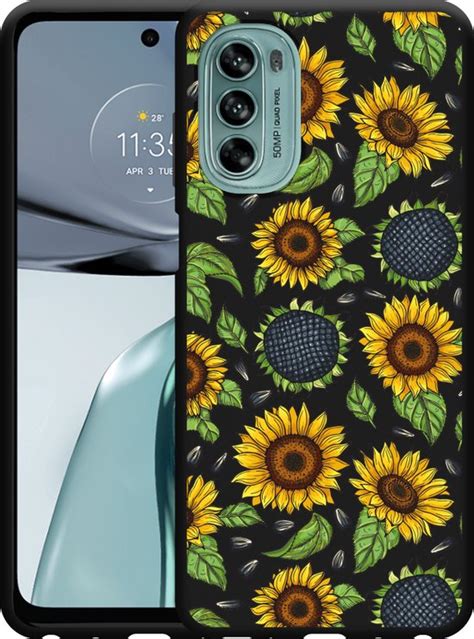 Motorola Moto G62 5G Hoesje Zwart Sunflowers Designed By Cazy Bol