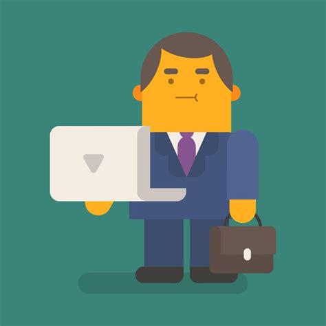 Premium Vector Businessman Holding Laptop And Suitcase Vector