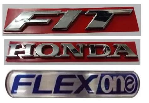 Kit Emblemas Cromados Honda Fit Adesivo Resinado Flex One Frete grátis