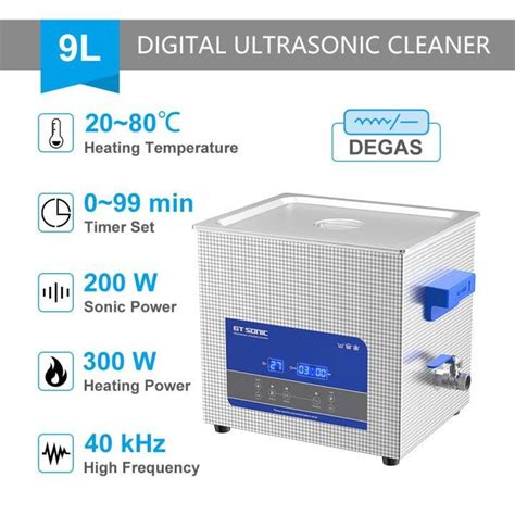 Gt Sonic Ultrasonic Cleaner 9l 200w Bath Heater Industrial Cleaning Machine Lab Dental Glassware