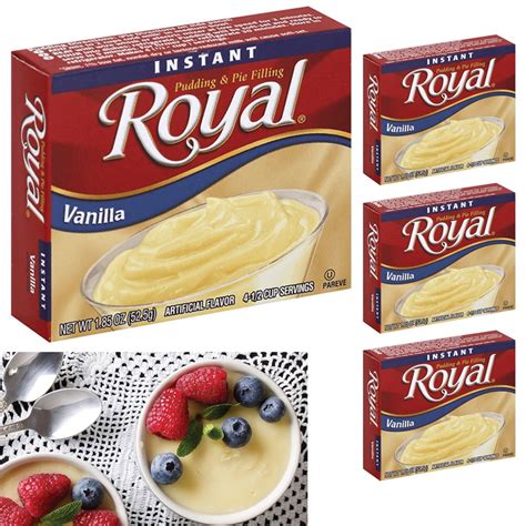 4 Pk Royal Instant Pudding Vanilla Dessert Mix Pie Filling Custard 1