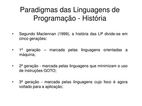 PPT Paradigmas das Linguagens de Programação História PowerPoint