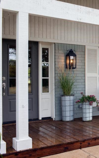 Front Door Porch Light Planters Pots Exterior Landscaping Front Porch