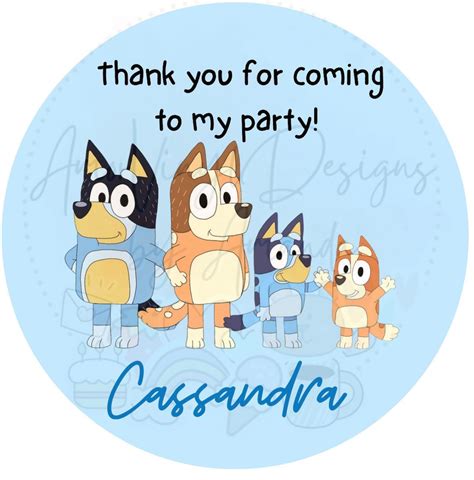 Bluey Birthday Party Stickers Bluey Thank You For Coming Etsy Australia