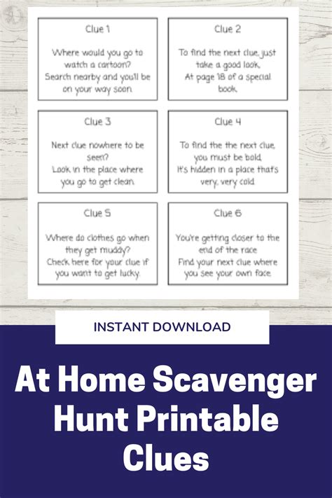 Home Based Scavenger Hunt With Clues