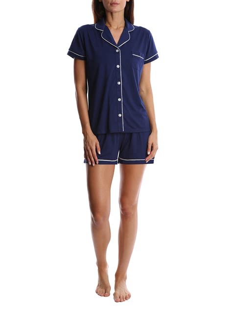 Blis Womens Short Sleeve Button Down Pajama Jammies Sleep Shirt