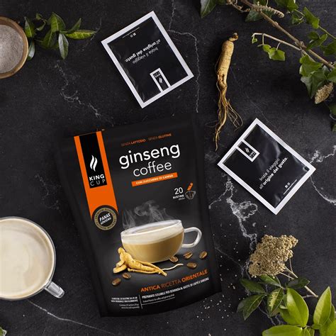 Caffè al Ginseng 20 bustine solubili con Zucchero di Canna King Cup