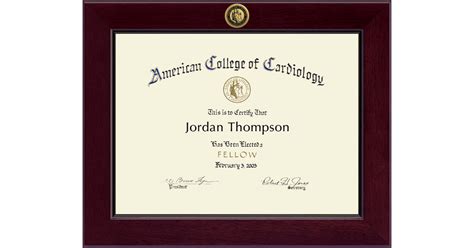 Century Gold Engraved Certificate Frame In Cordova American College Of