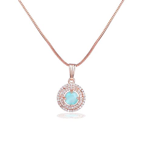 Buy Estele Rose Gold Plated Dual Circular Design Cz Mint Green Gehenna