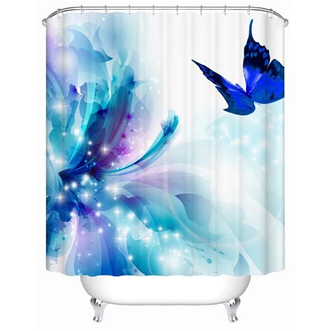 Buy Nanaz New Fabric Shower Curtain Blue Butterfly
