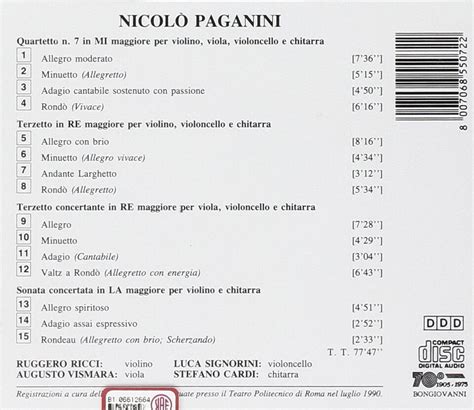 Paganini Niccol Guitar Quartet Cd Ebay