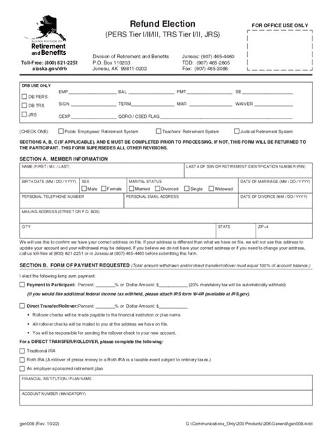 Fillable Online Refund Election Form Pers Tier I Ii Iii Trs Tier I Ii