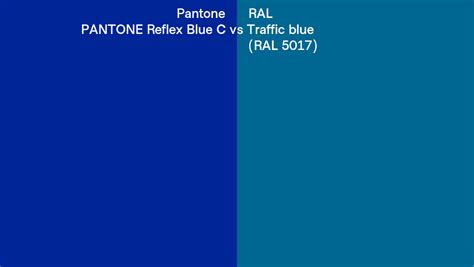 Pantone Reflex Blue C Vs Ral Traffic Blue Ral 5017 Side By Side