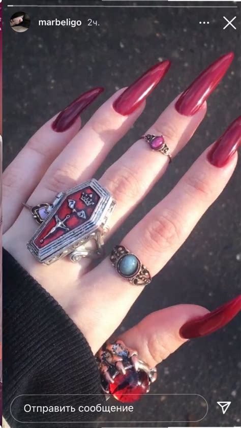 Vampire Nails Red Stiletto Nails Long Red Nails Witch Nails Nail