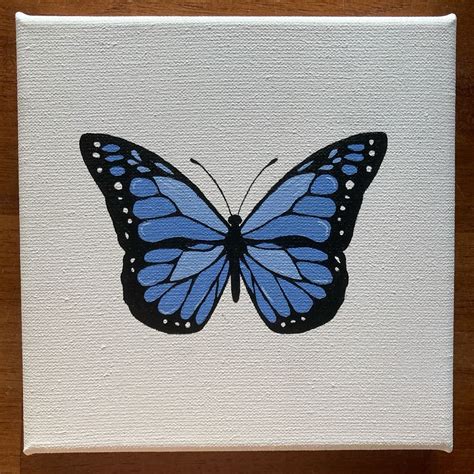 Blue Butterfly Painting On Canvas Butterfly Art Drawing Butterfly