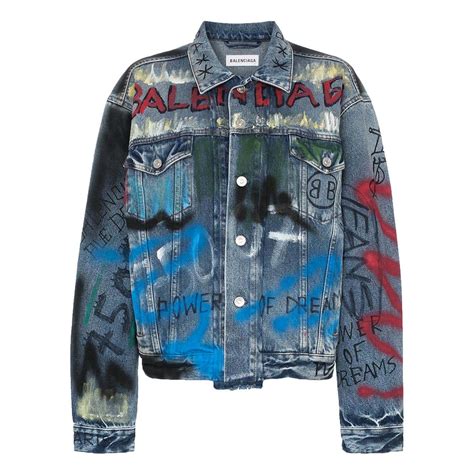 Balenciaga Oversized Graffiti Printed Denim Jacket At 1stdibs