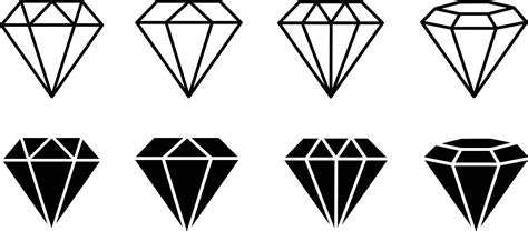 Set Of Diamonds Icon Isolate On White Background Vector Art At