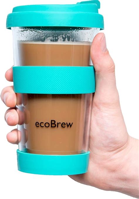 Ecobrew 12oz Double Wall Glass Tumbler With Lid Insulated Glass Travel Coffee Mug