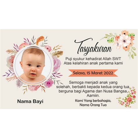 Jual Kartu Syukuran Aqiqah Bayi Anak Estetik Stiker Shopee Indonesia