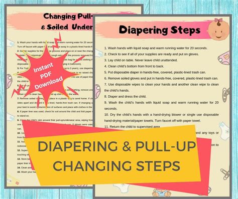 Diaper Changing Steps Daycare Printable Diapering Pull Up Changing