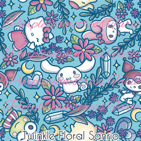 Twinkle Floral Sanrio Cotton Lycra Purpleseamstress Fabric