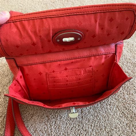 Fossil Bags Fossil Cowhide Red Leather Crossbody Shoulder Bag