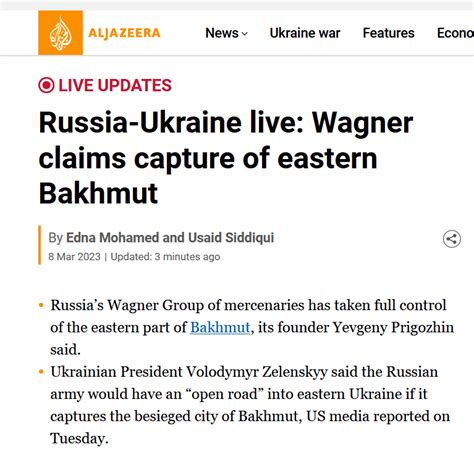 Ru Pov Wagner Claims Capture Of Eastern Bakhmut Russia’s Wagner Group Has Taken Full Control