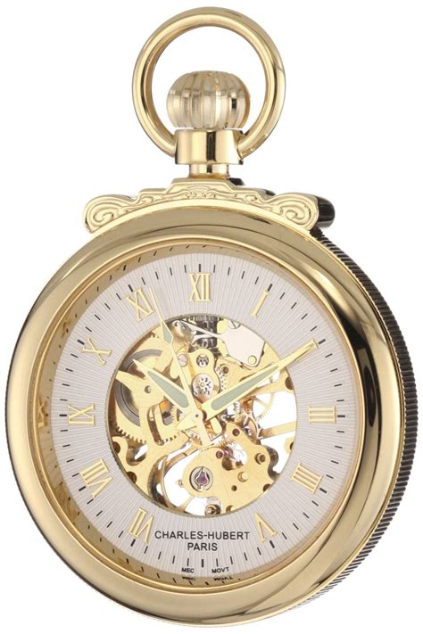 Charles Hubert Paris Gold Plated Open Face Mechanical Pocket Watch