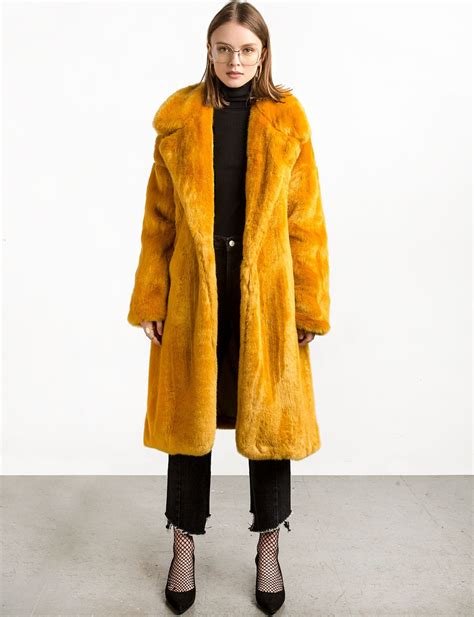 Mustard Long Faux Fur Coat Long Faux Fur Coat Fur Coat Faux Fur Coat