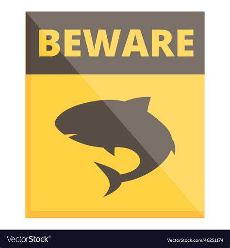 Beware The Sharks Icon Cartoon Shark Sign Vector Image