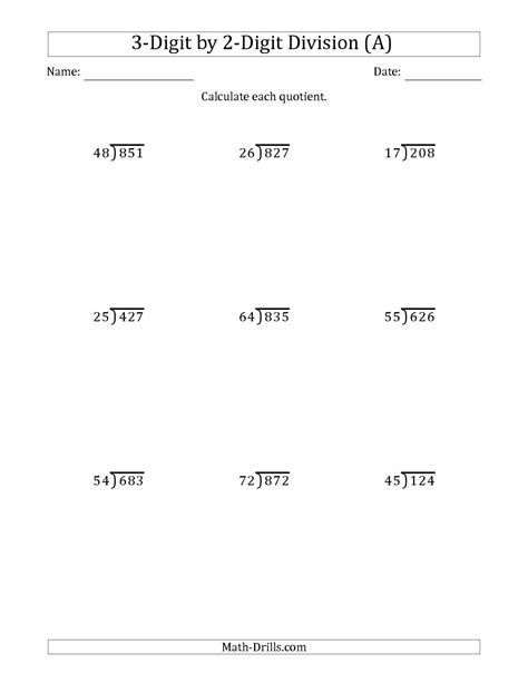 Long Division Worksheets Year 6 No Remainders