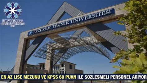 Erzurum Teknik Üniversitesi en az lise mezunu personel alım ilanı