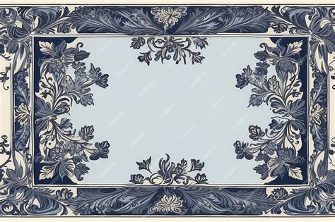 Premium Photo | Blue frame border with ornaments