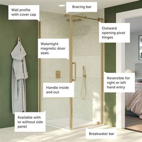 Crosswater Optix 10 Pivot Shower Door And Optional Side Panel Brushed