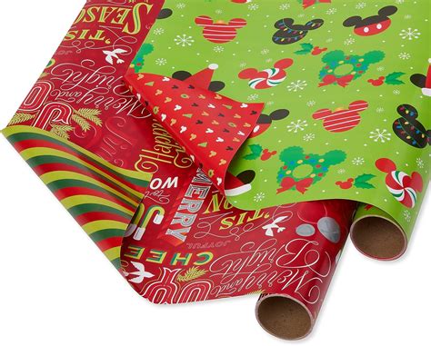 Papyrus Foil Christmas Wrapping Paper Mickey Mouse And Holiday Text