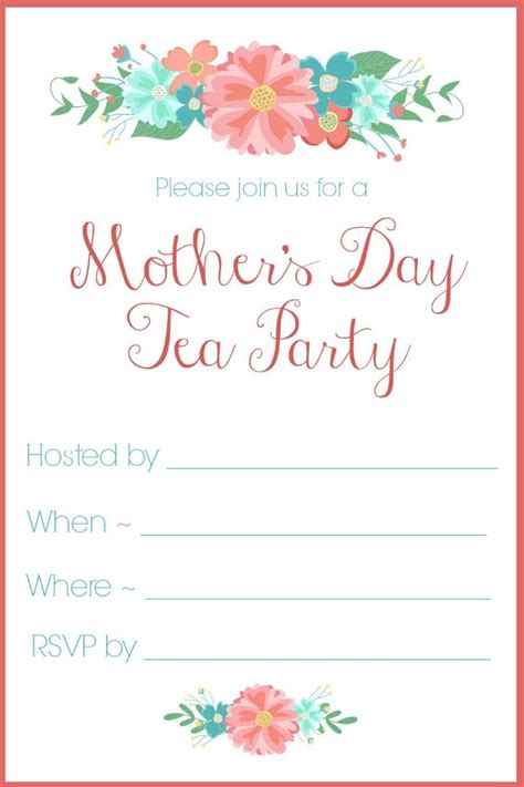 Mother S Day Tea Party Invitation {free Printables} Mothers Day Decor Tea Party Invitations