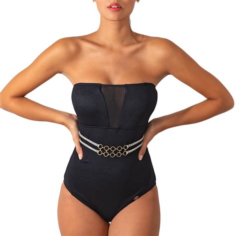 Maillot 1 pièce bustier Swag noir de Sun Playa