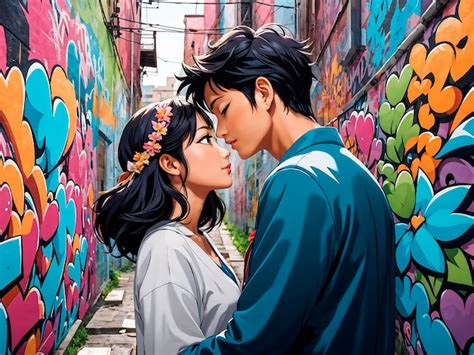 Escena De Estilo Anime Con Personas Mostrando Afecto Al Aire Libre En La Calle Foto Gratis