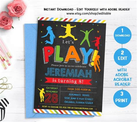 Play Invitation Jump Birthday Invitation Bounce House Invite