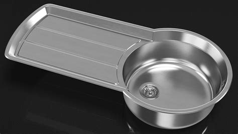 Stainless Steel Kitchen Sink With Recessed Drainer 3d Model 29 3ds Blend C4d Fbx Max Ma